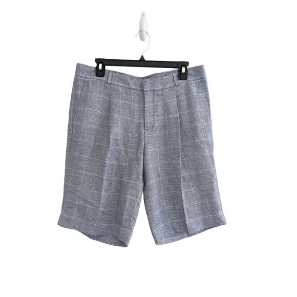 Banana Republic Linen Blend Windowpane Coastal Shorts Size 8 - Picture 1 of 8